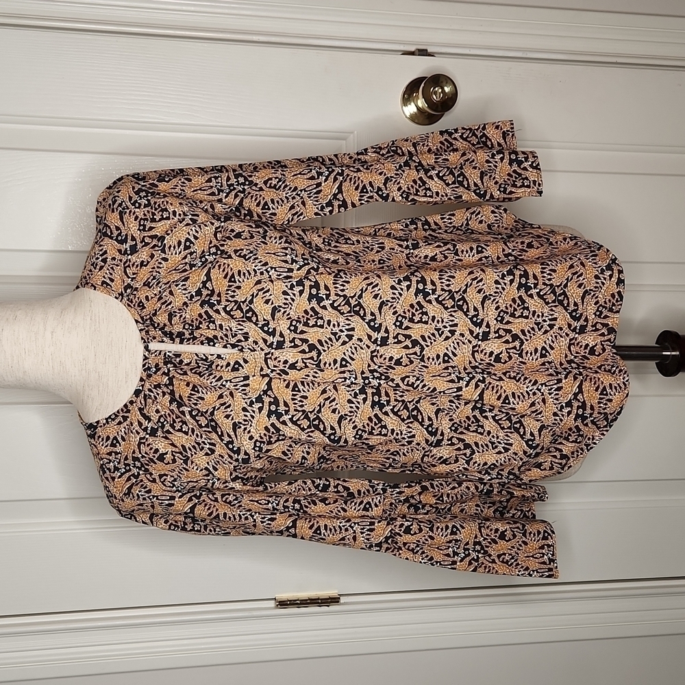 Drake's For J Crew Bell Sleeve Giraffe Print Top  Size 0
